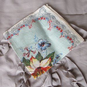 vintage screen printed linen handkerchief